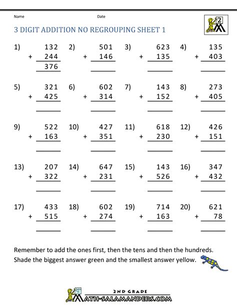 addition without regrouping grade 3|Three.